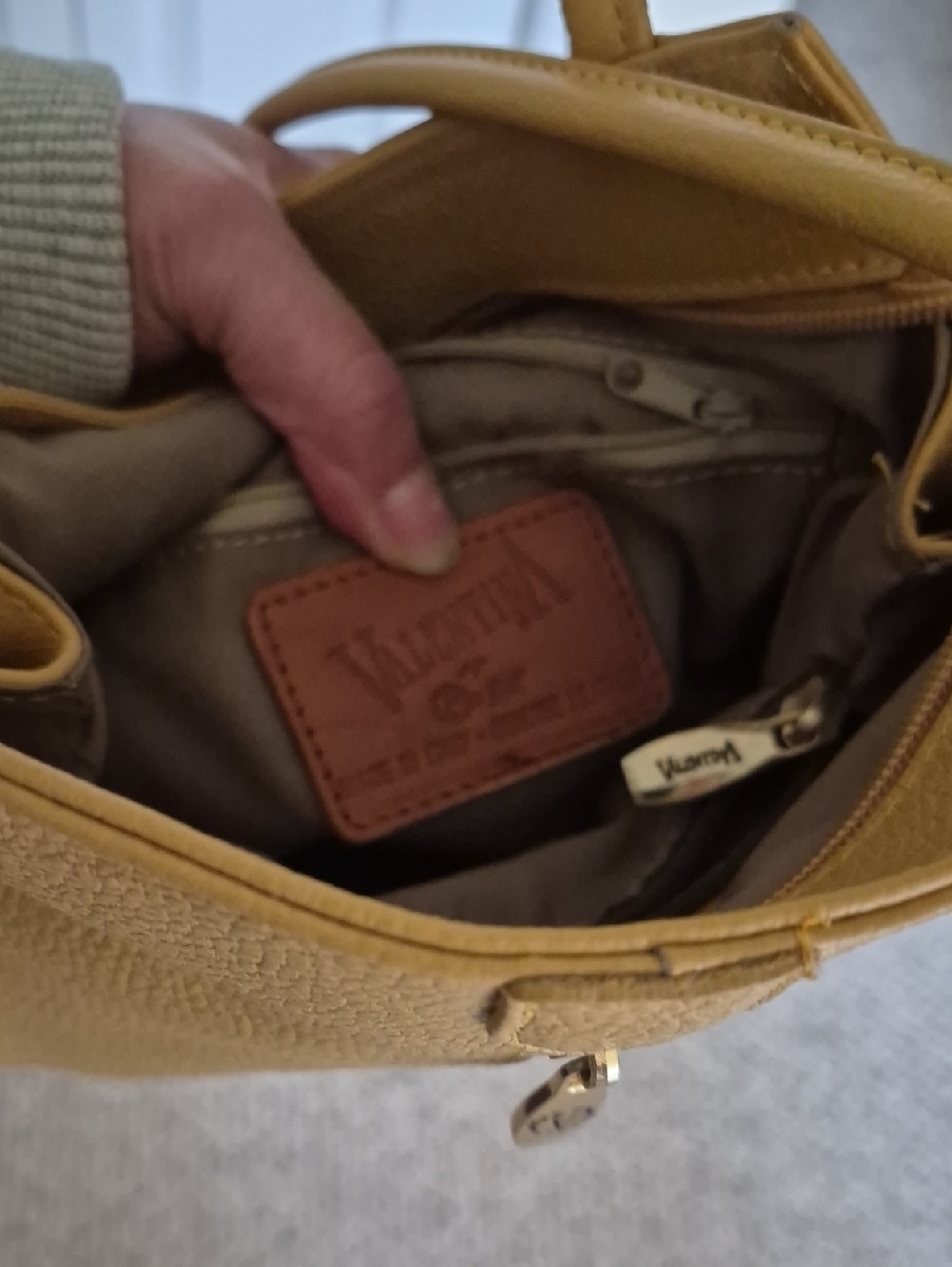 Valentina Leather Mustard Yellow Tote Bag with Interior Patch